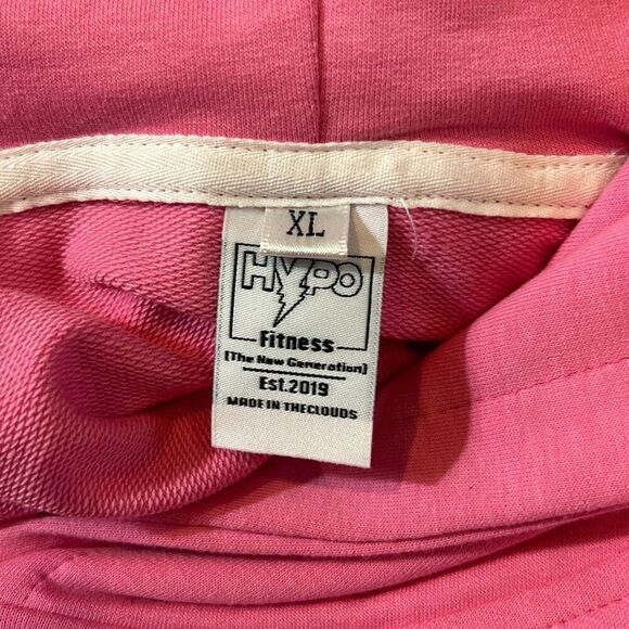 #303 Hypo fitness, Barbie pink, long sleeve cropped hoodie, size XL juniors - Picture 9 of 10